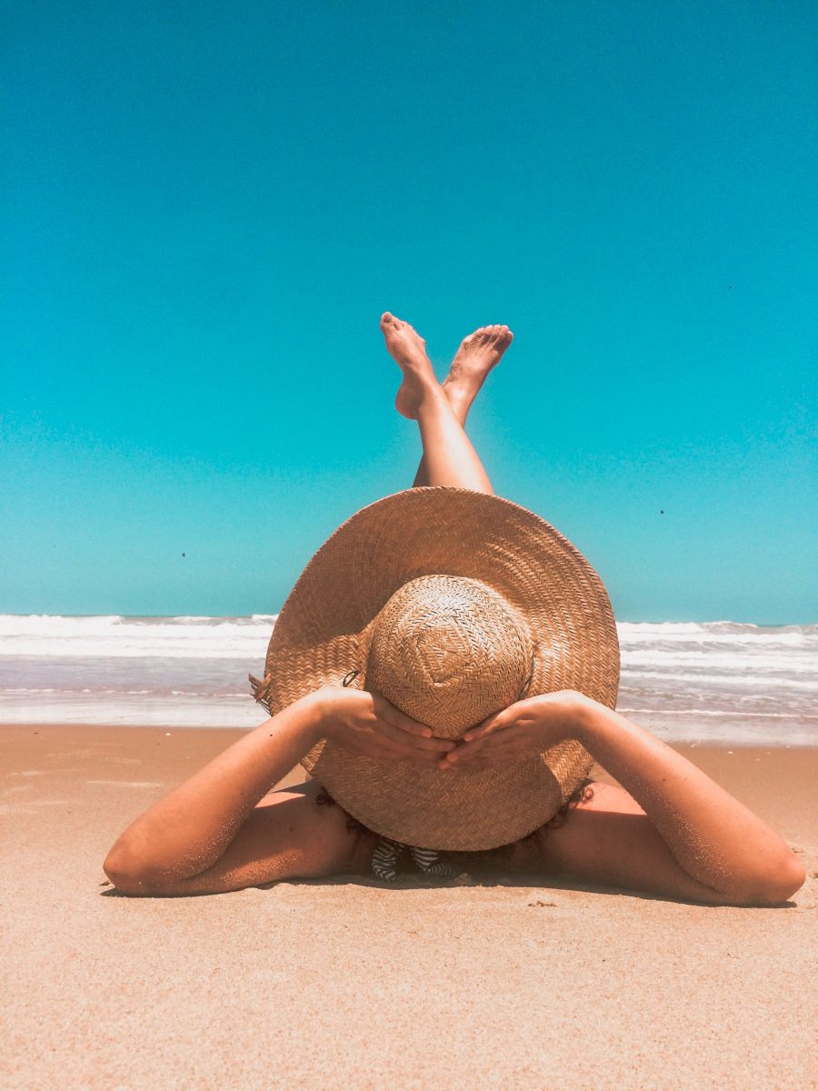 A person relaxing on the beach